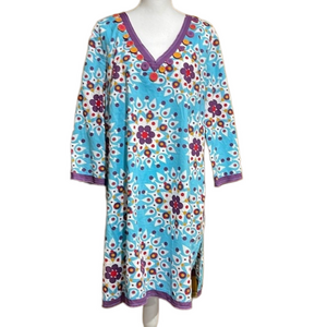 Boden Plus Size Tunic Dress Coverup with Raw Edge Hem and Button Detail - EUC